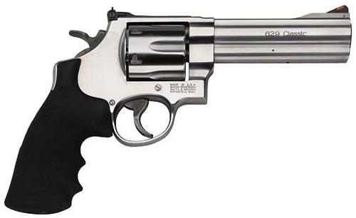 Smith & Wesson 629 Classic Revolver 163636, 44 Remington Mag, 5", Rubber Grip, Satin Stainless Finish, 6 Rd