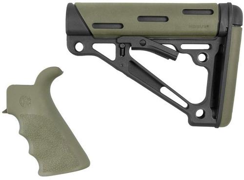Hogue OverMolded Collapsible AR-15 Mil-Spec Buttstock & Grip, OD Green (15256)