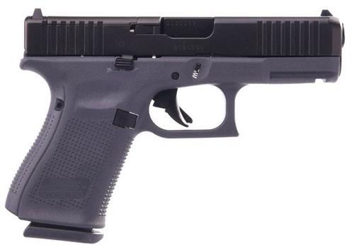 Glock 19 Gen5 MOS Pistol PA195S203MOSGF, 9mm, 4.02 in, Gray Polymer Grip, Gas Nitride Finish, Fixed Sights w/MOS Cutout, 15 Rds