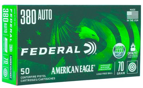Federal American Eagle Pistol Ammunition AE380LF1, 380 ACP, 70 gr, 1110 fps, 50 Rd/Bx