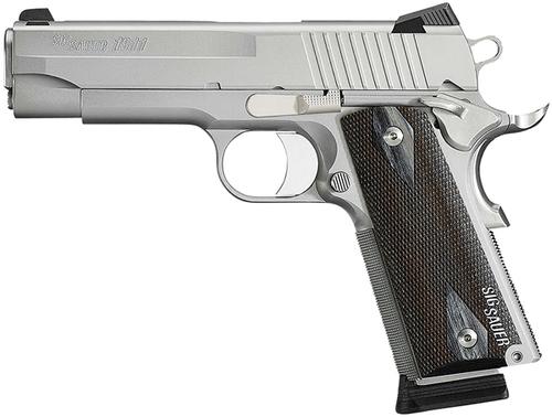 Sig 1911 Pistol (CA Approved) 191145SSSCA, 45 ACP, 5 in, Wood Grip, Black Finish, 10 Rd