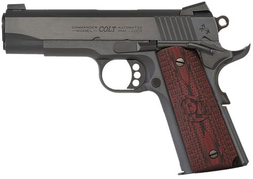 Colt 1911 Combat Commander Pistol O4943XE, 38 Super, 4.25", Black Cherry G10 Grips, Blued Finish, 9 Rds