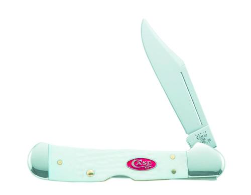 Case SparXX White Synthetic Mini CopperLock Pocket Knife w/Locking Clip Blade 60185