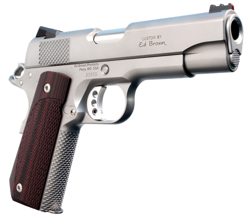 Ed Brown Kobra Carry Pistol KC18SS, 45 ACP, 4.25", Laminate Wood Grips, Matte Stainless Finish, 7 Rds