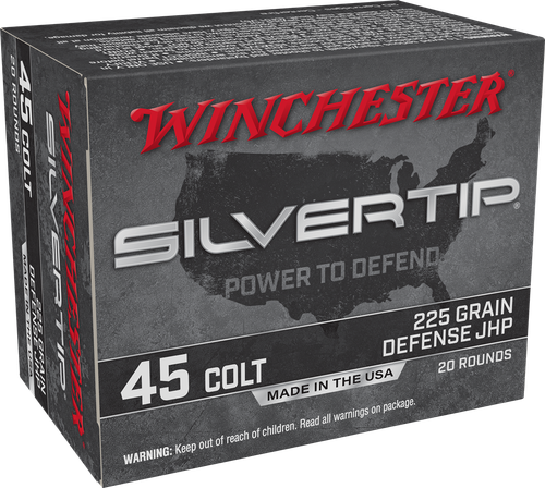 Winchester Silvertip Pistol Ammunition W45CST, 45 Colt, Silvertip Jacket Hollow Point, 225 gr, 920 fps, 20 Rd/Bx