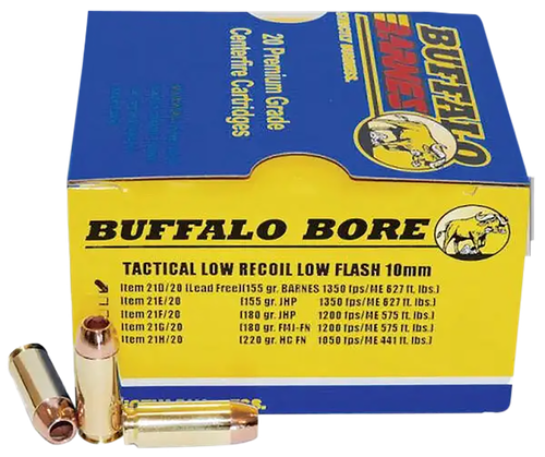 Buffalo Bore Lead-Free Ammunition, 10mm, TAC-XP, 155 GR, 1350 fps, 20 Rd/Bx