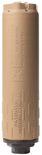 HUXWRX Flow 9k Ti Flow-Through 9mm Titanium Suppressor, FDE Finish