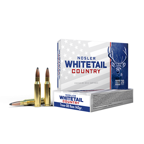 Nosler Whitetail Country Rifle Ammunition 40115, 7mm-08 Rem, Spitzer Boat Tail, 140 gr, 20 Rd/Bx