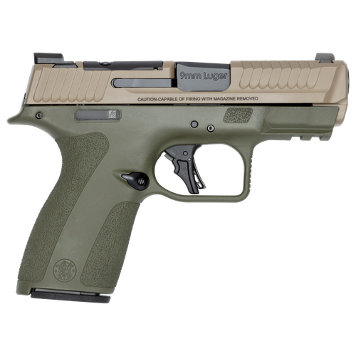 Smith & Wesson M&P9 Shield X Optic Ready Pistol 14263, 9mm, 3.6", OD Green Grips, FDE Finish, 15 Rds