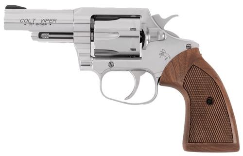 Colt Viper Revolver, VIPERSP3WRR, 357 Mag, 3", American Walnut Grips, Stainless Steel Frame Finish, 6rd