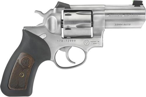 Ruger GP100 Wiley Clapp Revolver 1780, 10mm, 3", Novak Sight, Rubber w/Wood Insert Grip, Stainless Finish, 6rd