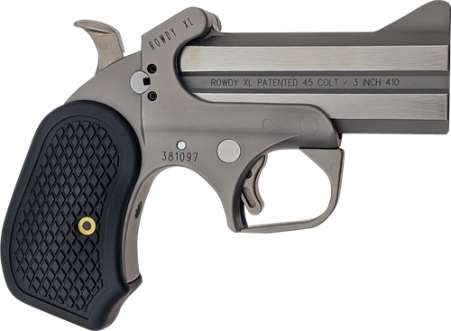 Bond Arms Rowdy XL Pistol BONDBARWXL-45410, 45 Colt / 410 Gauge, 3.5", 3" Chmbr, Rubber Grips, Stainless Finish, 2 Rds