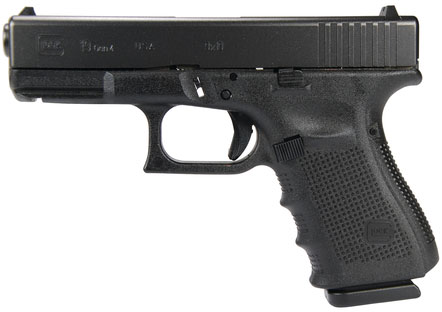 Glock 19 Gen4 Pistol UG1950203, 9mm, 4.02 in, Polymer Grip, Matte Black Finish, 15 Rd, Made in USA