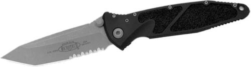 Microtech Socom Elite Automatic Folding Knife, Tanto Edge Partially Serrated Apocalyptic Blade, Black Handle (161A-11AP)
