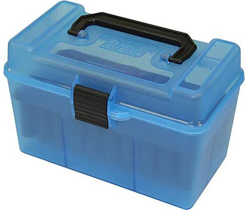 MTM Deluxe 50 Round Blue Medium Rifle Ammo Box, fits 22-250 Rem/243 Win/308 Win (H50RM24)