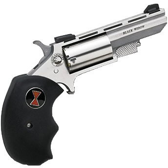 North American Black Widow Revolver BWL, 22 LR, 2", Black Rubber Grip, Stainless Finish, 5 Rd, Fixed Sights