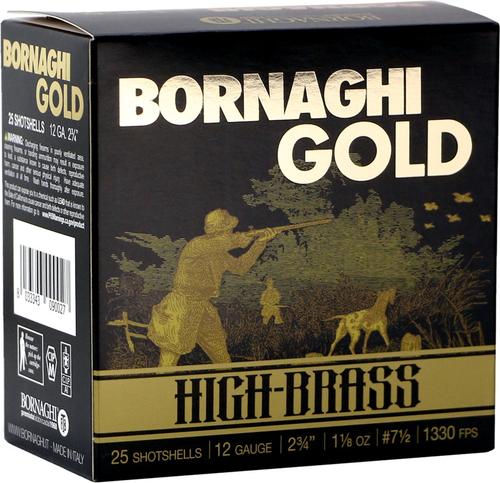 Bornaghi Gold High Brass Dove Loads T4GOLDDOVE3275, 12 Gauge, 2-3/4", 1 1/8 oz, 1330 fps, #7.5 Shot, 25 Rd/bx