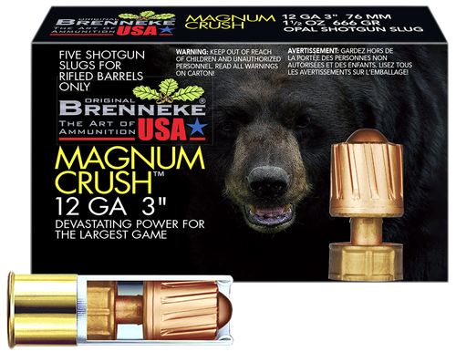 Brenneke Magnum Crush Slugs SL-123CMR, 12 Gauge, 3", 1-1/2 oz, 1604 fps, Slug, 5 Rd/bx
