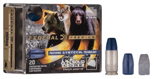 Federal Premium Pistol Ammunition P44SHC1, 44 Rem Mag, Solid Core Synthetic Flat Nose, 300 gr, 1300 fps, 20 Rd/Bx