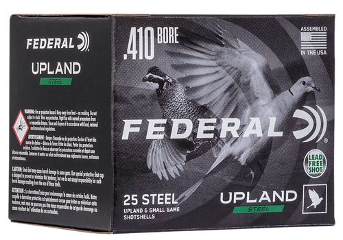 Federal Upland Field & Range Shotshells USH41075, 410 Gauge, 3", 3/8 oz, #7.5 Steel Shot, 25 Rds/bx