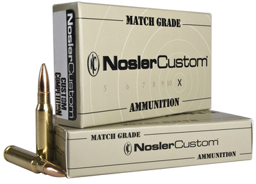 Nosler Match Grade Rifle Ammunition 60054, 308 Winchester, Custom Competition, 168 GR, 2750 fps, 20 Rd/bx