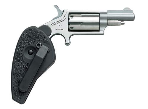 North American Mini-Revolver 22MHG, 22 Magnum (WMR), 1 5/8", Black Holster Grip, Stainless Finish, 5 Rd