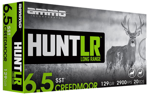 Ammo Inc Hunt Rifle Ammunition 65CM129SSTA20, 6.5 Creedmoor, Super Shock Tip, 129 gr, 2900 fps, 20 Rd/Bx