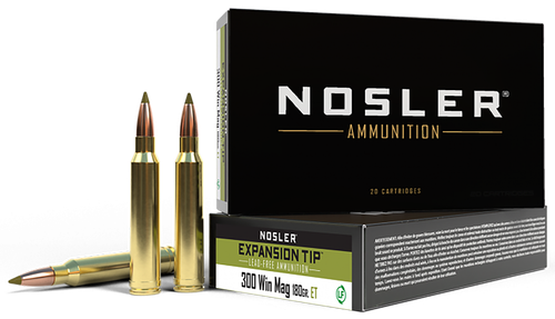 Nosler E-Tip Rifle Ammunition 40038, 300 Win Mag, E-Tip Lead-Free, 180 gr, 2950 fps, 20 Rd/Bx