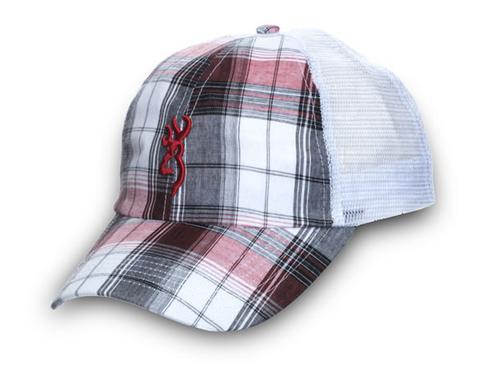 Men's Mad Plaid Mesh Back Cap 308345611, Red/White