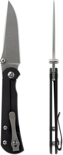 Toor Knives Merchant 2.0 Folding Knife, Stonewashed Plain Edge Drop Point Blade, Black Finish (FL35SBK)