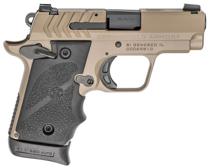 Springfield 911 Pistol PG9109F, 380 ACP, 2.7", Black Hogue Wraparound Rubber Grips, 6/7 Rds