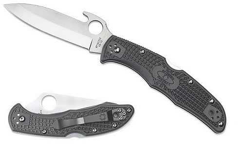 Spyderco Endura 4 Wave Folder Knife w/Plain Edge & Gut Hook C10PGYW