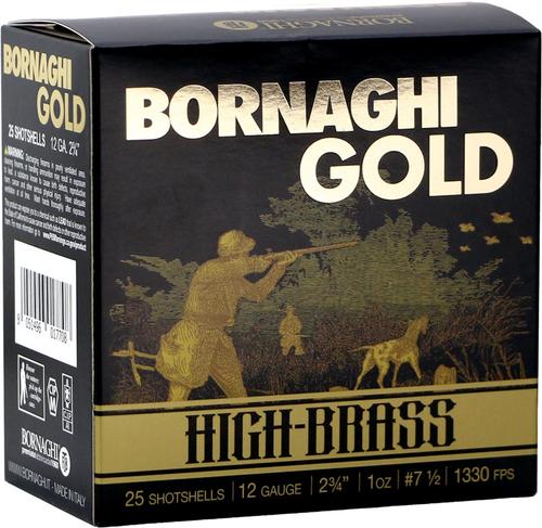 Bornaghi Gold High Brass Dove Loads T4GOLDDOVE2875, 12 Gauge, 2-3/4", 1 oz, 1330 fps, #7.5 Shot, 25 Rd/bx