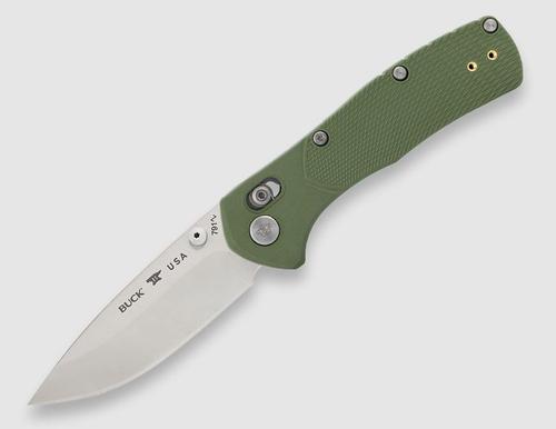 Buck Knives 0791GRS1-B, Satin finished drop point 154CM blade, Green glass filled nylon textured handles with tumble polished stainless steel liners