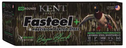 Kent Cartridge Fasteel+ Value Pack Shotshells CC123FSP363X5, 12 Gauge, 3", 1 1/4 oz, 1450 fps, #3x5 Steel Shot, 100 Rds/box