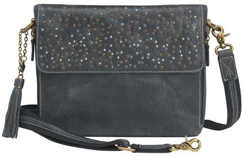 Gun Tote'n Mamas Distressed Buffalo Leather Shoulder Clutch Grey (GTM-CZY22GREY) Fits Small Pistols & Revolvers, Ambidextrous Hand