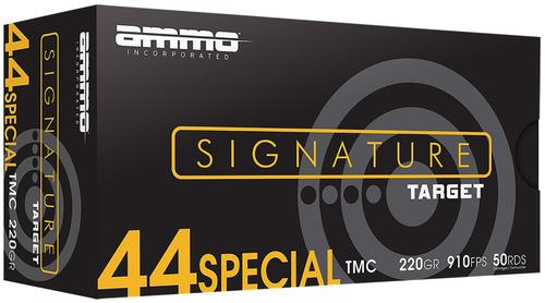 Ammo Inc Signature Pistol Ammunition 44S220TMCA50, 44 S&W Spl, Total Metal Case, 220 gr, 946 fps, 50 Rd/Bx