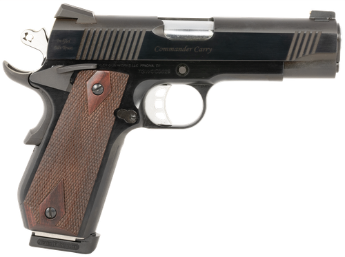 EAA Custom 1911 Commander Pistol TGWCMBL45, 45 ACP, 4.25in, Walnut Grips, Blued Finish, 7 Rds