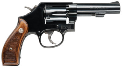 Smith & Wesson M10 Classic Revolver 150786, 38 Special, 4 in, Checkered Wood Grip, Blue Finish, 6 Rd