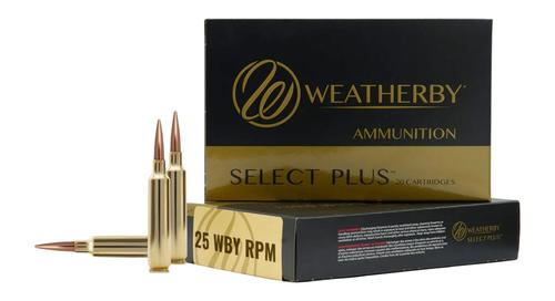 Weatherby Select Plus Rifle Ammunition, 25 Weatherby RPM, 133 gr, 3000 fps, 20 Rd/Bx