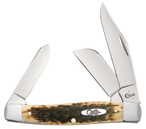 Case Peach Seed Jig Amber Bone Large Stockman Pocket Knife