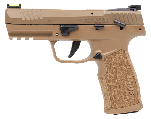 Sig Sauer P322 Semi-Auto Pistol 322CCAS, 22 LR, 4", Polymer Grip, Coyote Tan Finish, Optic Ready, 20 rd