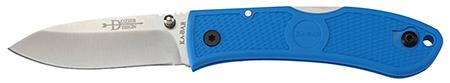 Ka-Bar Dozier Hunter Hollow Ground Folding Knife w/Plain Blade & Glass Filled Nylon Blue Handle