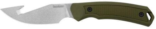 Kershaw Deschutes Skinner Fixed Blade Knife w/Gut Hook, Plain Satin Blade, Green Handle (1883GH)