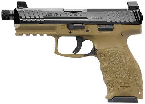 Heckler & Koch VP9 Tactical Pistol 81000775, 9mm Luger, 4.70in, FDE Interchangeable Backstrap, Flat Dark Earth Finish, 10 Rds