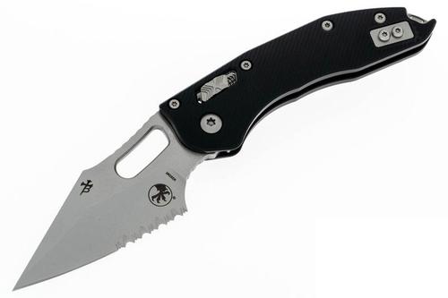 Microtech Stitch Folding Knife, Partially Serrated Stonewash Blade, Fluted Aluminum Handle (169RL-11FL)
