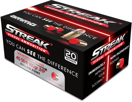 Ammo Inc Streak HPR Pistol Ammunition 40180JHPSTRK, 40 S&W, JHP, 180 gr, 960 fps, 20 Rd/Bx