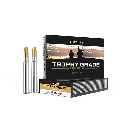 Nosler Safari Rifle Ammunition 40608, 375 H&H Mag, Nosler Solid, 300 gr, 2550 fps, 20 Rd/Bx