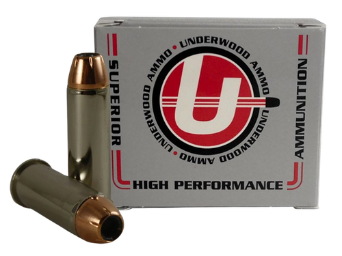 Underwood Pistol Ammunition, 44 Remington Magnum, Jacketed Hollow Point (JHP), 180 GR, 1700 fps, 20 Rd/bx