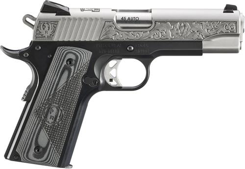 Ruger SR1911 Southport, CT Edition Pistol 16705, 45 ACP, 4.25in, Black/Gray Deluxe Checkered G10, Black Anodized Finish, 7 Rds